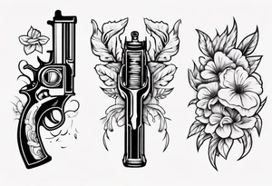 Gun with flowers tattoo idea