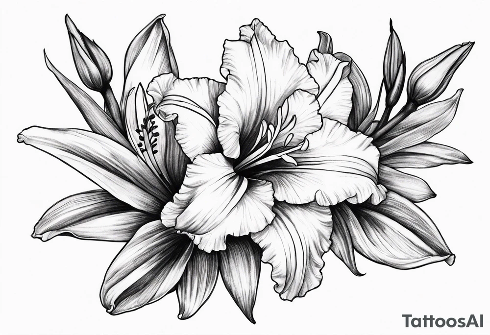 Gladiolus floral tattoo idea