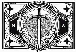 Valhalla sheild sword stairs tattoo idea