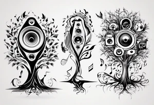 music speaker note tree tattoo idea