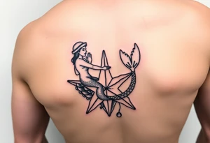Mermaid in a lagoon sea star bra tattoo idea