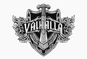 Valhalla shield sword axe fire tattoo idea