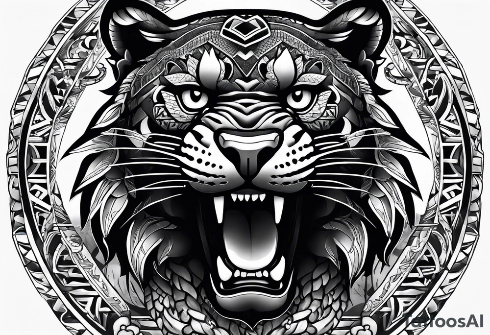 aztec black jaguar with snake tattoo idea