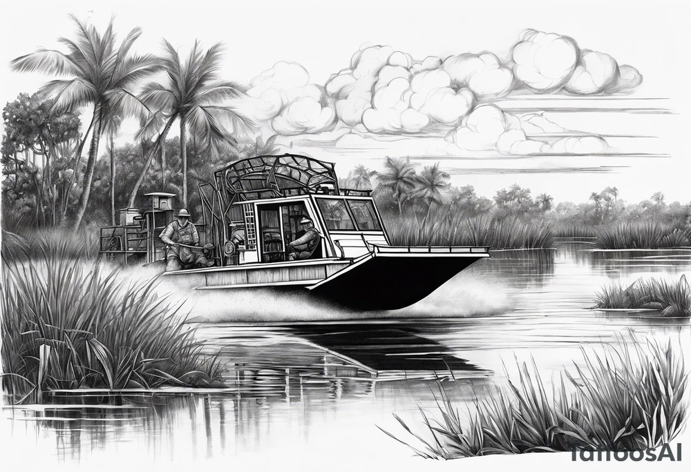 Arm sleeve airboat driving through the Everglades tattoo idea