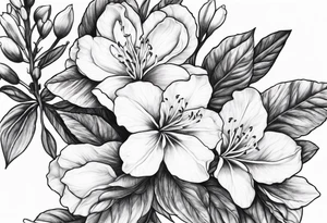 5-petal Azaleas, along a long branch tattoo idea
