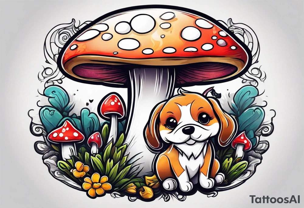 Mushroom dog tattoo idea