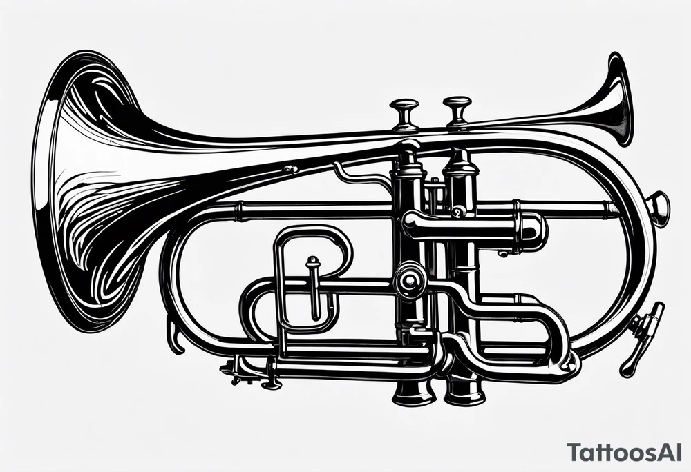 trombone and camera drawn with a single line tattoo idea