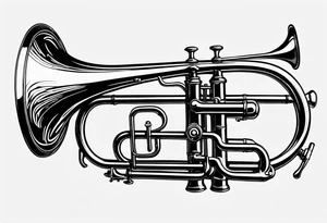 trombone and camera drawn with a single line tattoo idea