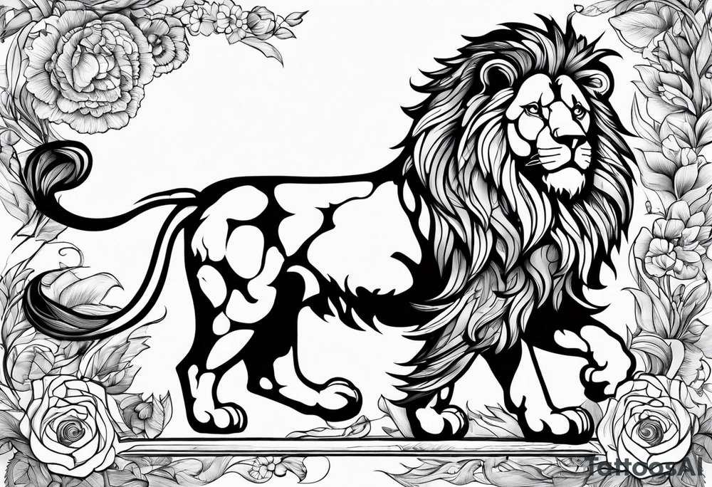 Bavarian lion with bavarian flag tattoo idea