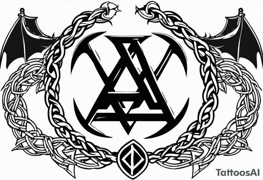 Valhalla sword shield dragon axe Valknut barbed wire chains tattoo idea Valhalla sword shield dragon axe Valknut barbed wire chains tattoo idea