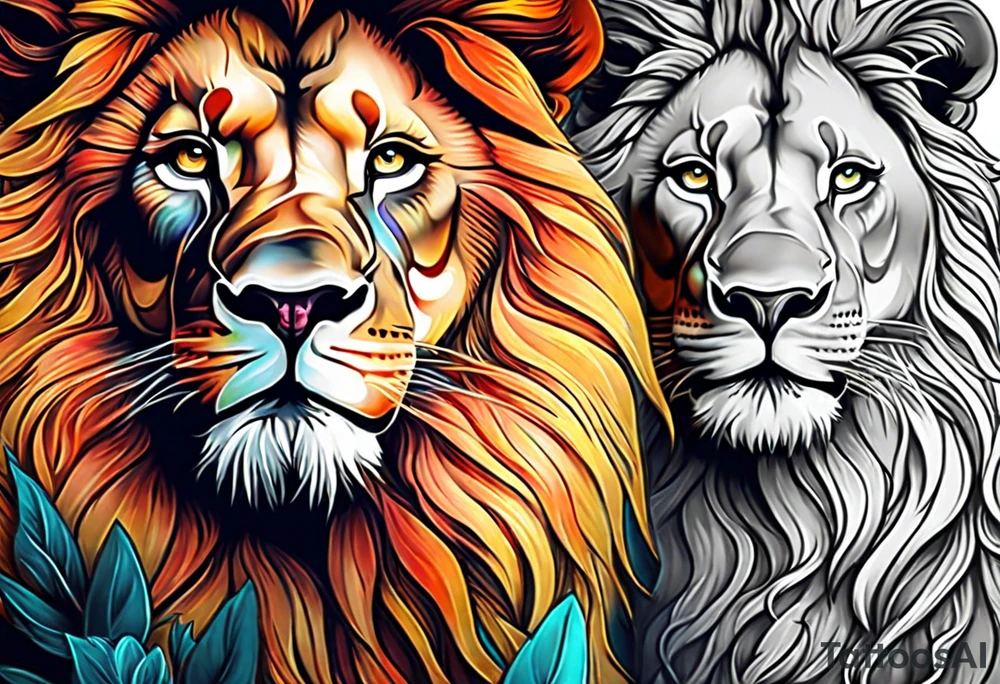 Lion and lioness with august 17 & 18 tattoo idea