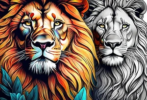 Lion and lioness with august 17 & 18 tattoo idea