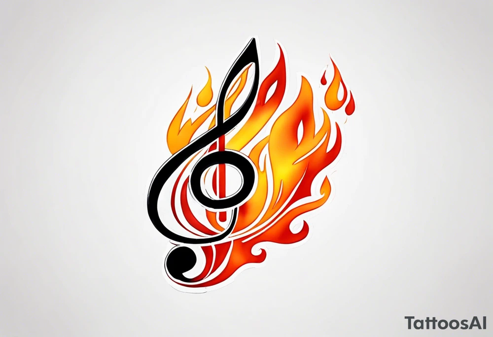 Musical notes on fire tattoo idea
