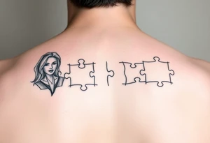 Individual Puzzle pieces of a blended family of Emily Ray Garrison Ayden Abby Gray tattoo idea