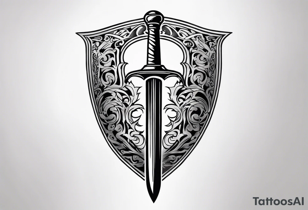 Valhalla sword shield steps tattoo idea