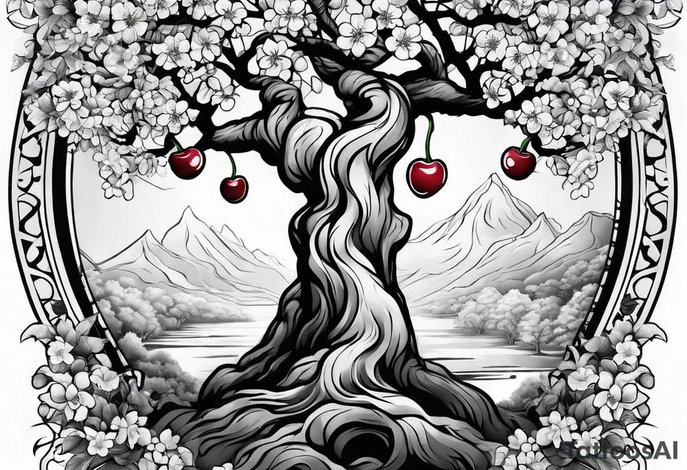 Cherry tree wrapped around a cross tattoo idea
