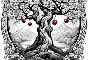Cherry tree wrapped around a cross tattoo idea