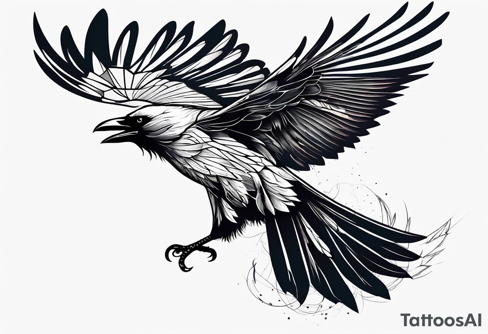 outlines of a flying crow, without bows tattoo idea