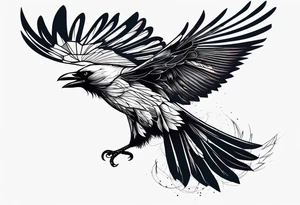 outlines of a flying crow, without bows tattoo idea