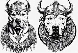 Pitbull with a viking helmet tattoo idea