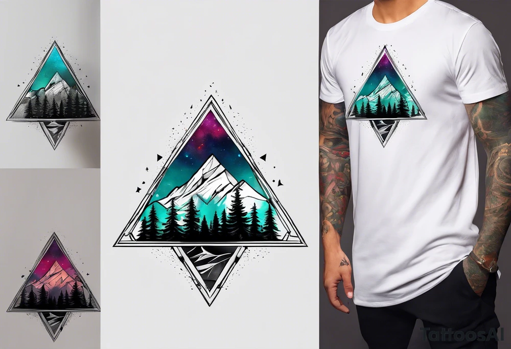 triangle shape trees mountain tattoo idea
