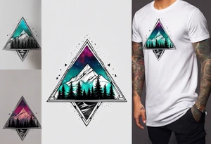 triangle shape trees mountain tattoo idea