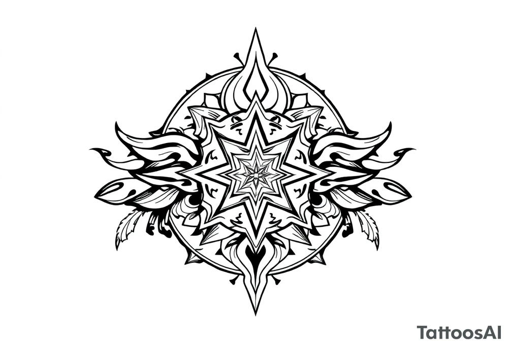 spiritual bold line tattoo idea