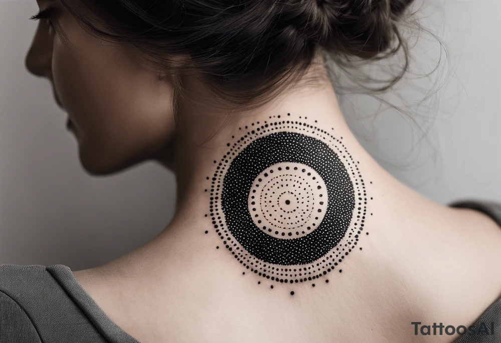 simple sun made of black dots and circles tattoo idea