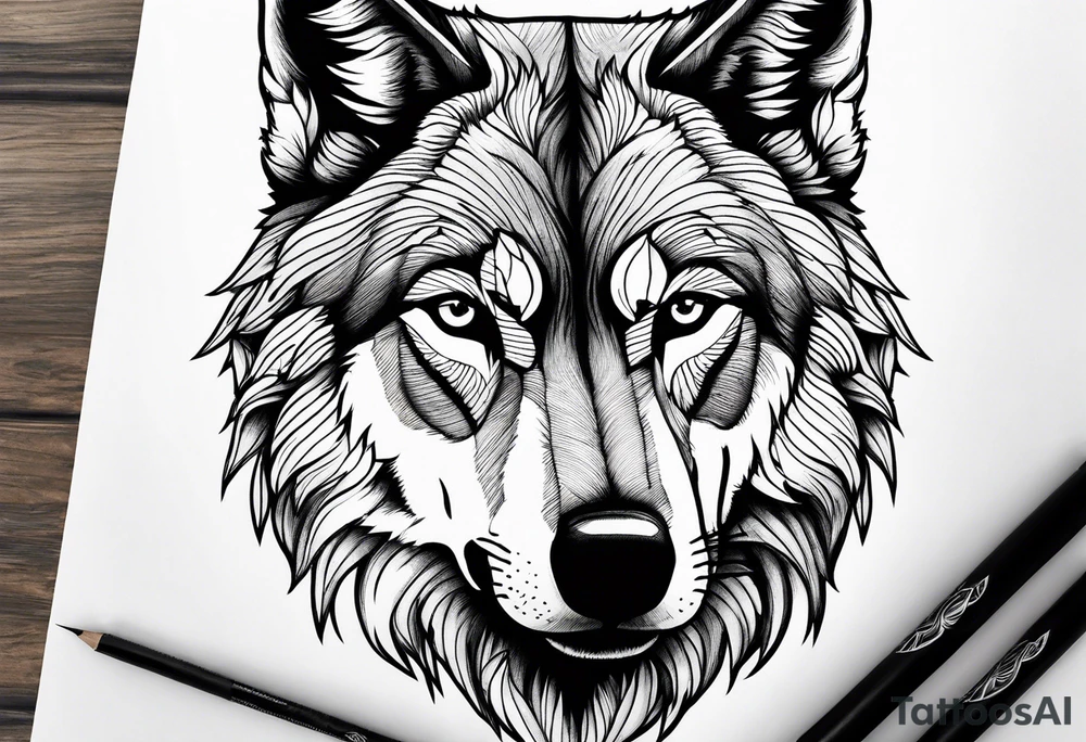 Mountains, wolf in it tattoo idea