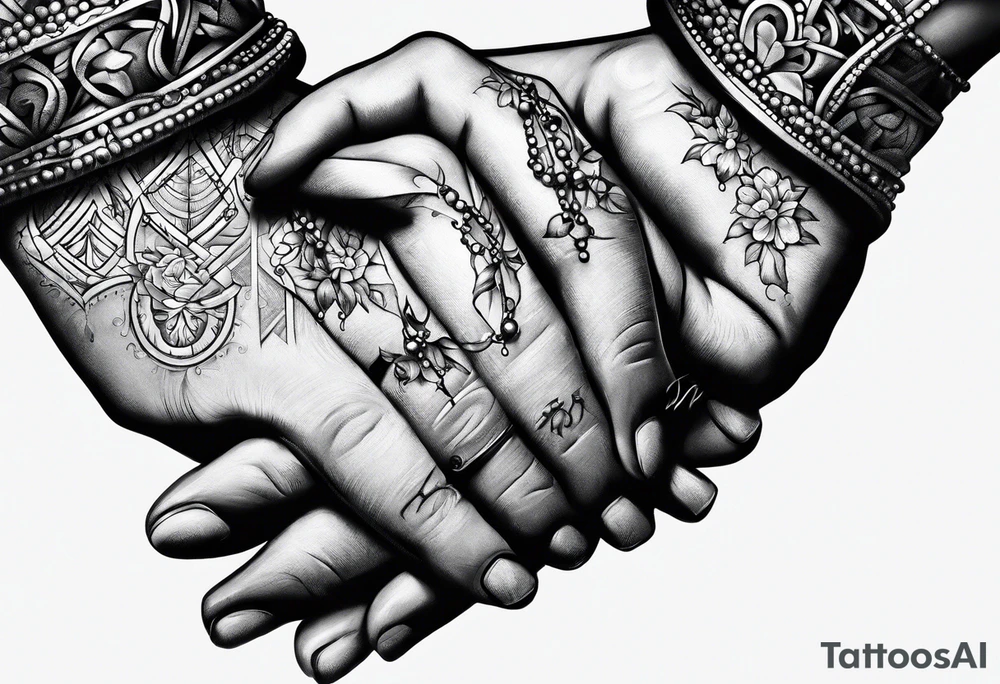 Praying hands with a rosary catholic style tattoo idea