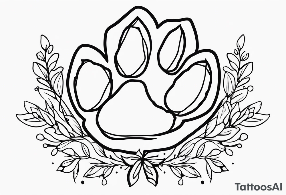 Flower paw print tattoo idea