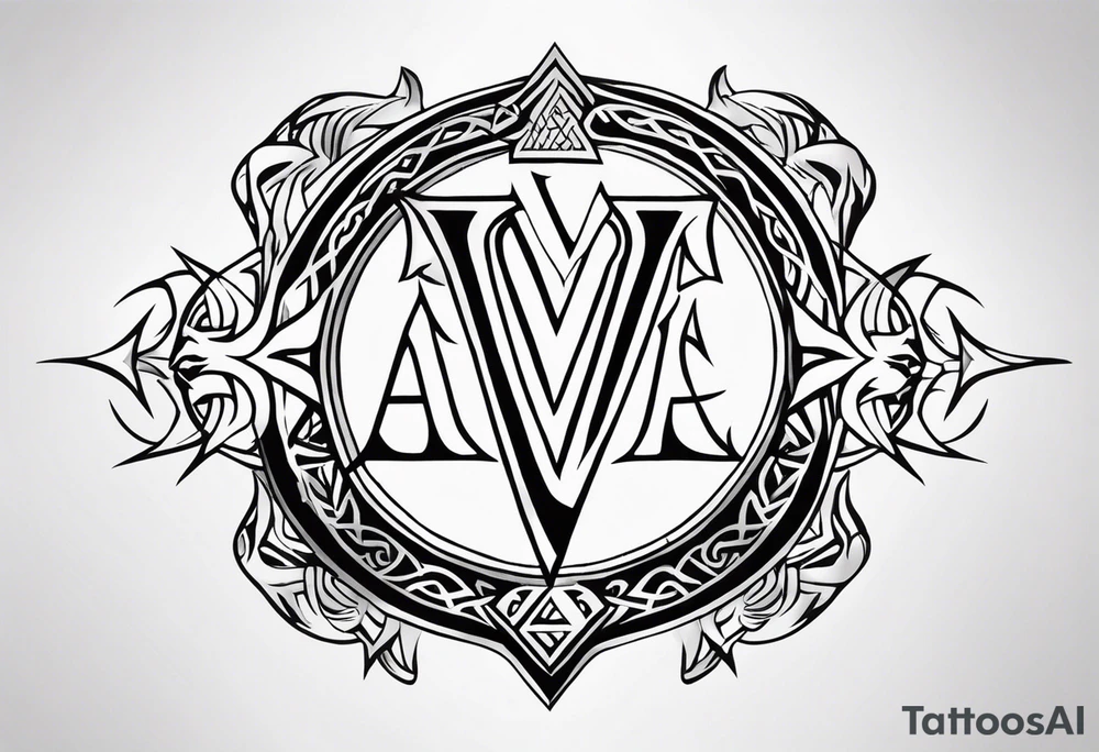 Valhalla sword shield dragon axe Valknut tribal lion tattoo idea