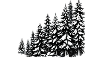 Coniferous forest the trees are black and gray tattoo idea