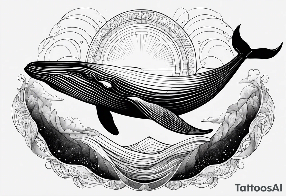 Whale ascending towards light tattoo idea