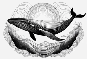Whale ascending towards light tattoo idea