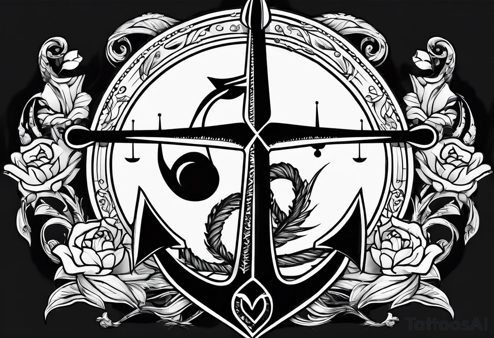 Anchor cross sparrow tattoo idea