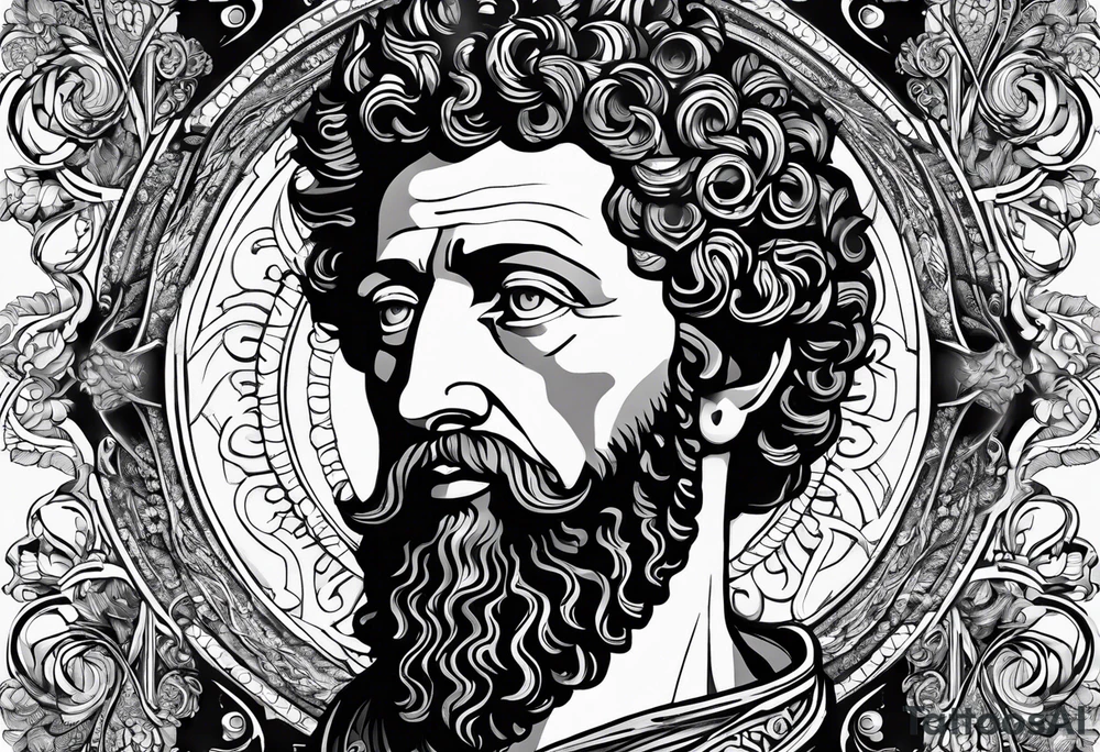 The Face of marcus aurelius with the lower left half missing tattoo idea The Face of marcus aurelius with the lower left half missing tattoo idea