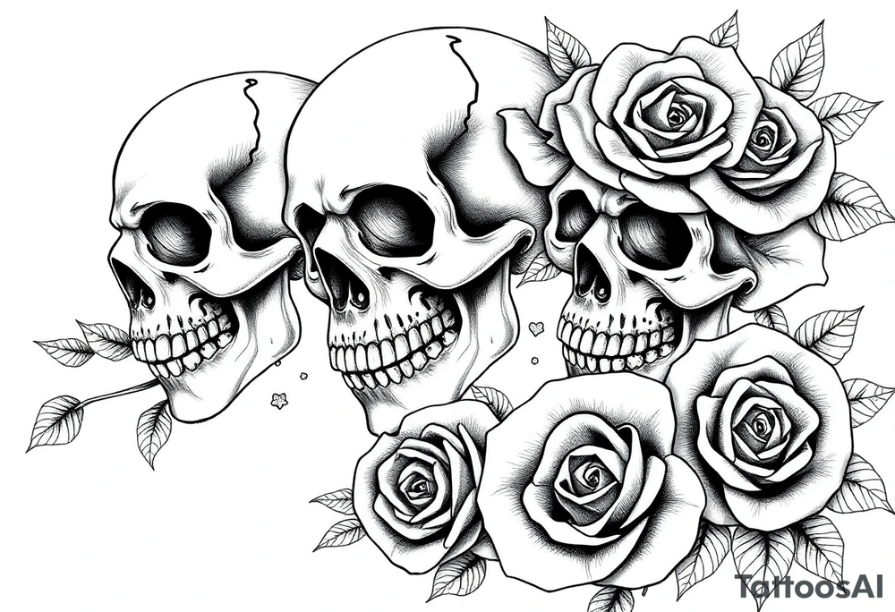 Skulls roses and cartoons tattoo idea