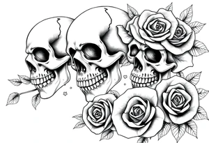 Skulls roses and cartoons tattoo idea