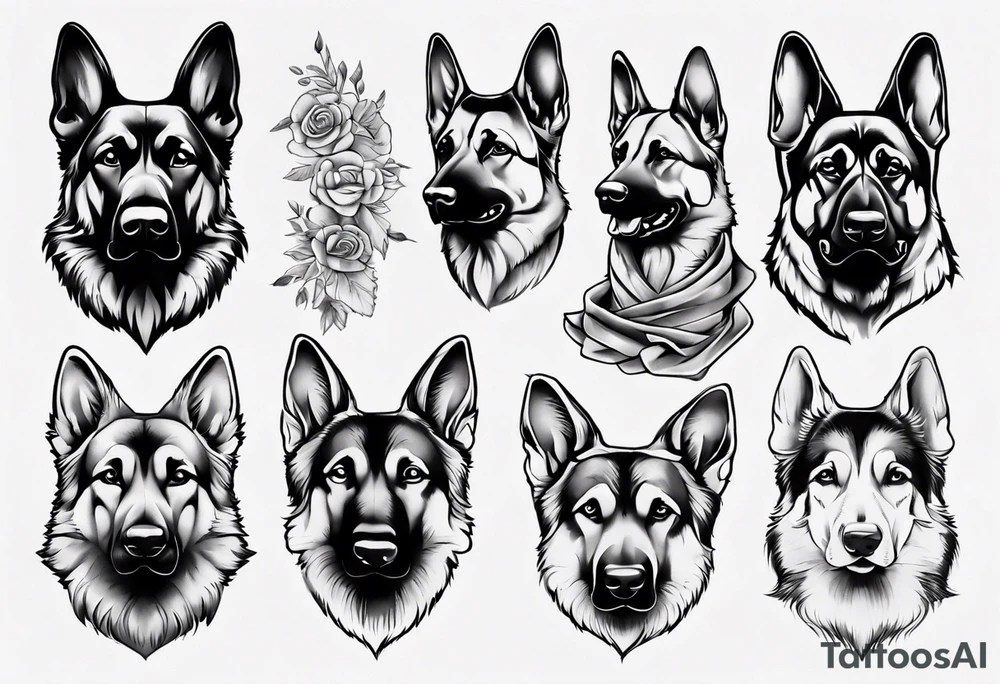 German Shepherd portrait tattoo idea