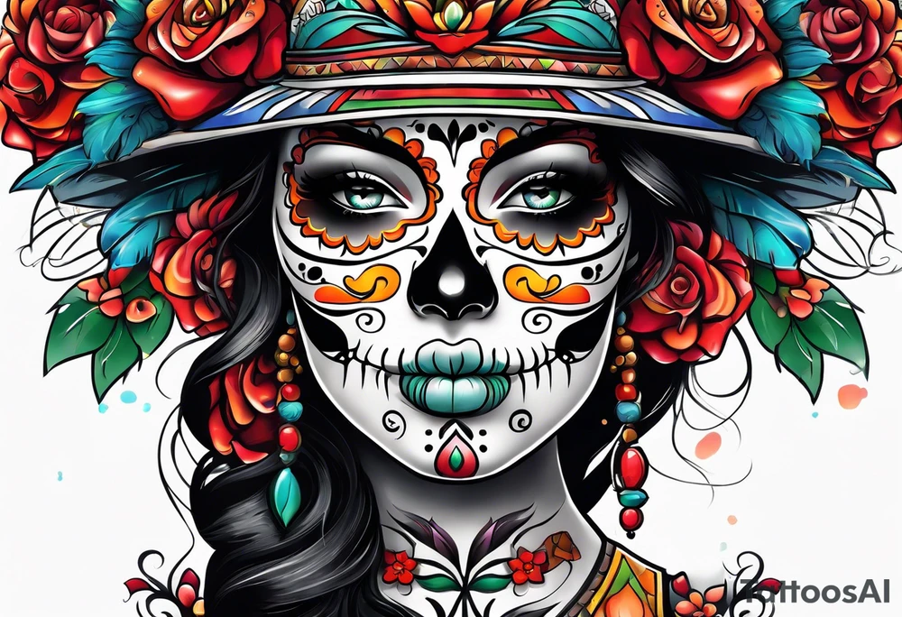 Mexico day of dead tattoo idea
