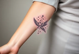 birds, stars and infinity theme tattoo idea