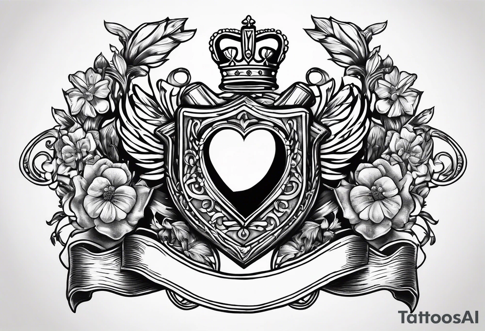 Collins family crest with Irish claddagh chest tattoo tattoo idea