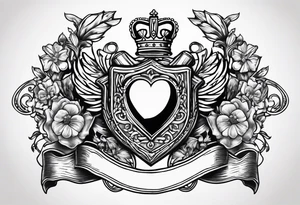 Collins family crest with Irish claddagh chest tattoo tattoo idea