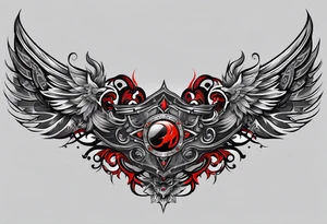 Arm sleeve, black, gray, silver, red, tribal, include elements of fire, include subtle elements of motorcycles, include elements of wrestling tattoo idea