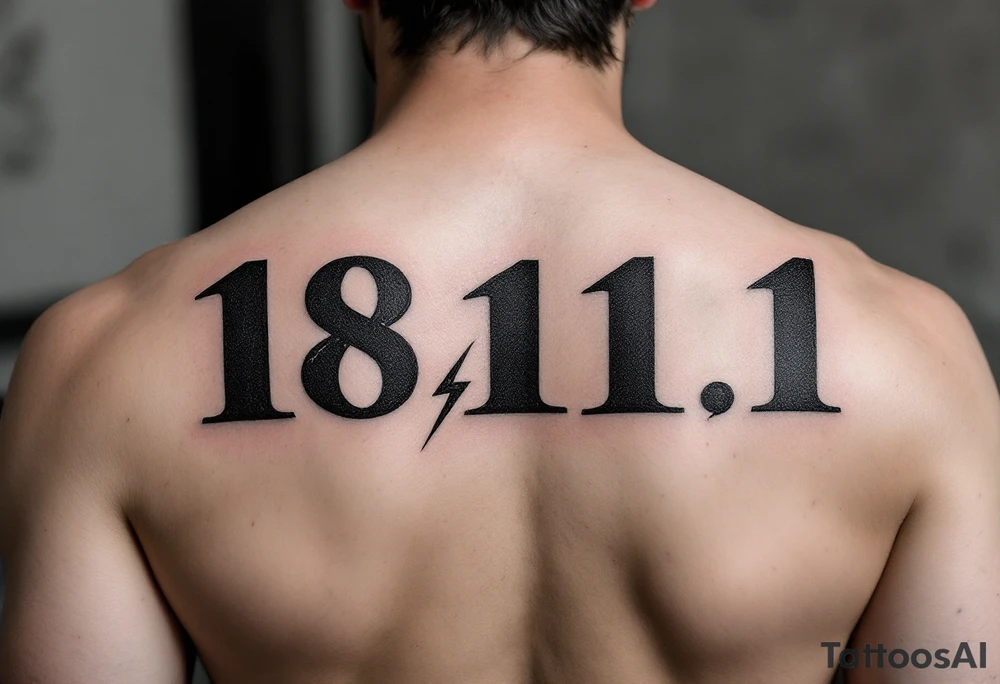 Bold block 18.11.1996 in jet black with bronze lightning bolts crossing behind the numbers. tattoo idea