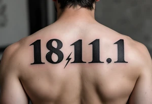Bold block 18.11.1996 in jet black with bronze lightning bolts crossing behind the numbers. tattoo idea