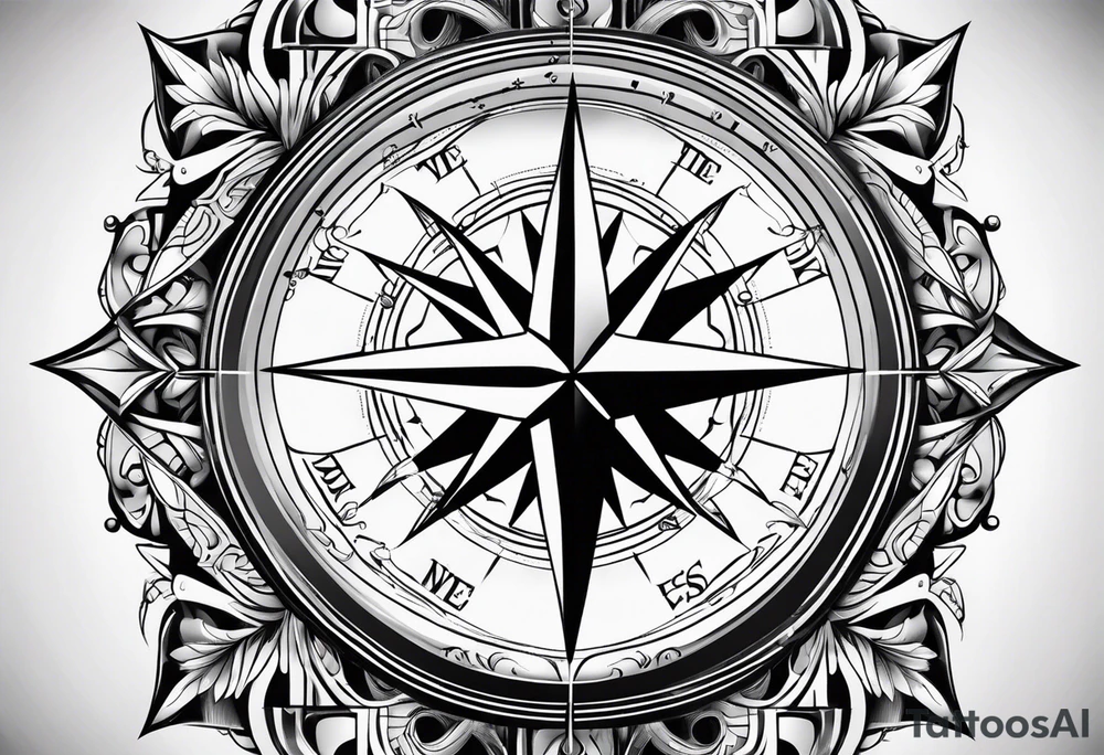 Compass with cross tattoo idea