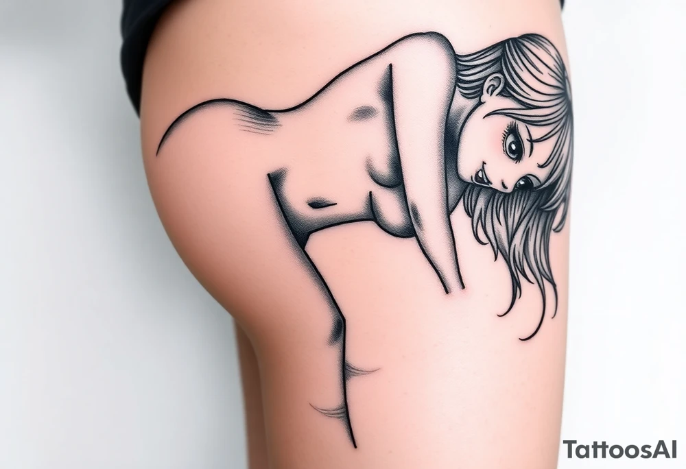 Ahego Anime Girl Full Nude bent over ass up wet and drooling tattoo idea