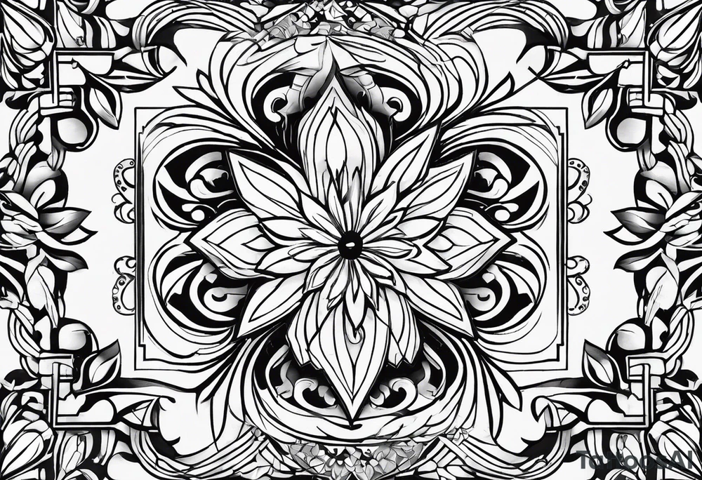 Twin flame. Make it small and minimalistic. Straight clean line border. Everything black and white minus the twin flame fire. tattoo idea